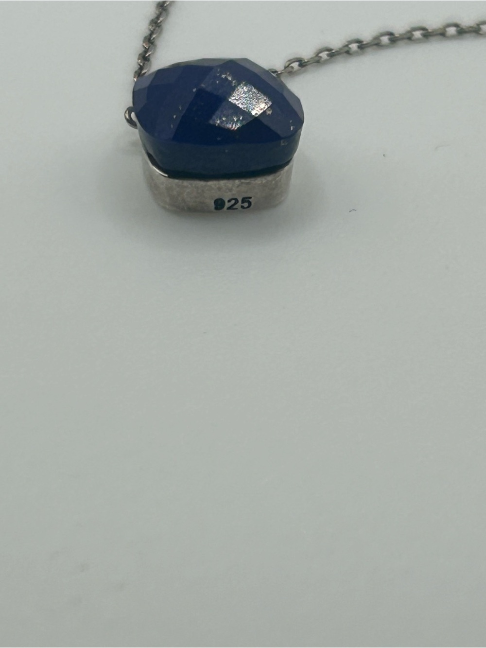 #120234 925 Sterling Silver faceted lapis necklace